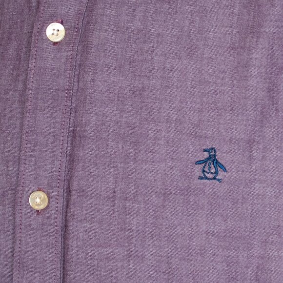 Original Penguin Heritage Slim Fit Button Down Shirt Mens XL Purple Work PP18X - Picture 4 of 5
